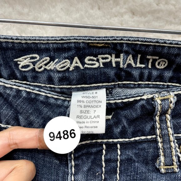 Y2K 2000s Low Rise Bootcut Flare Jeans Womens 6 27 Dark Wash Contrast Stitching - Picture 9 of 9